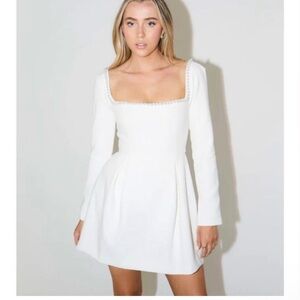 Odd Muse White Pearl Long Sleeve Dress